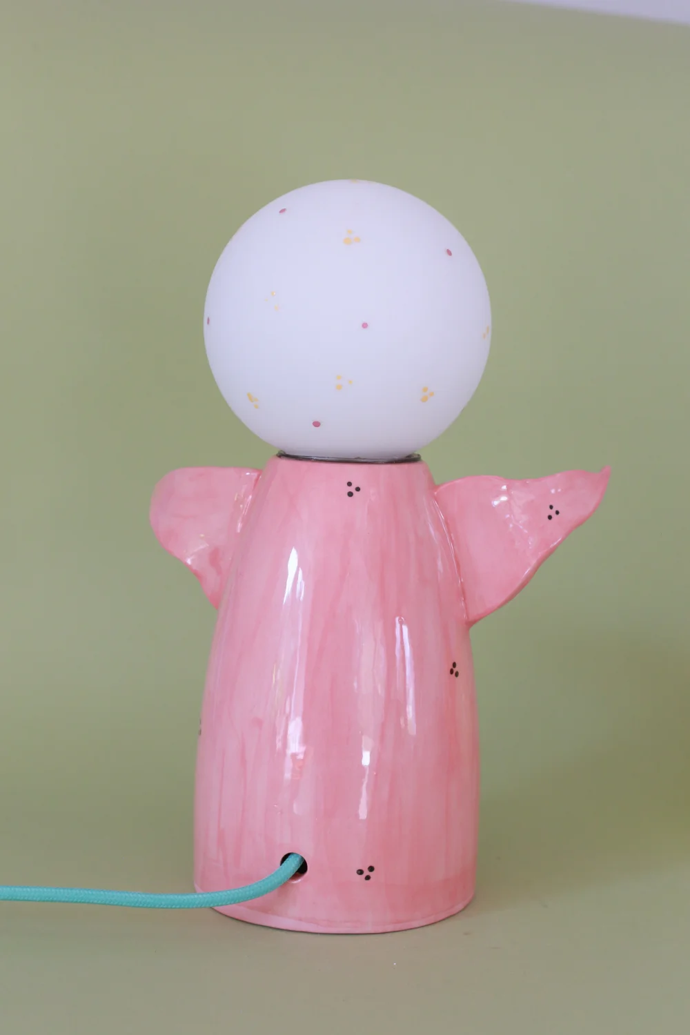 lampa świnia turkusowy kabel