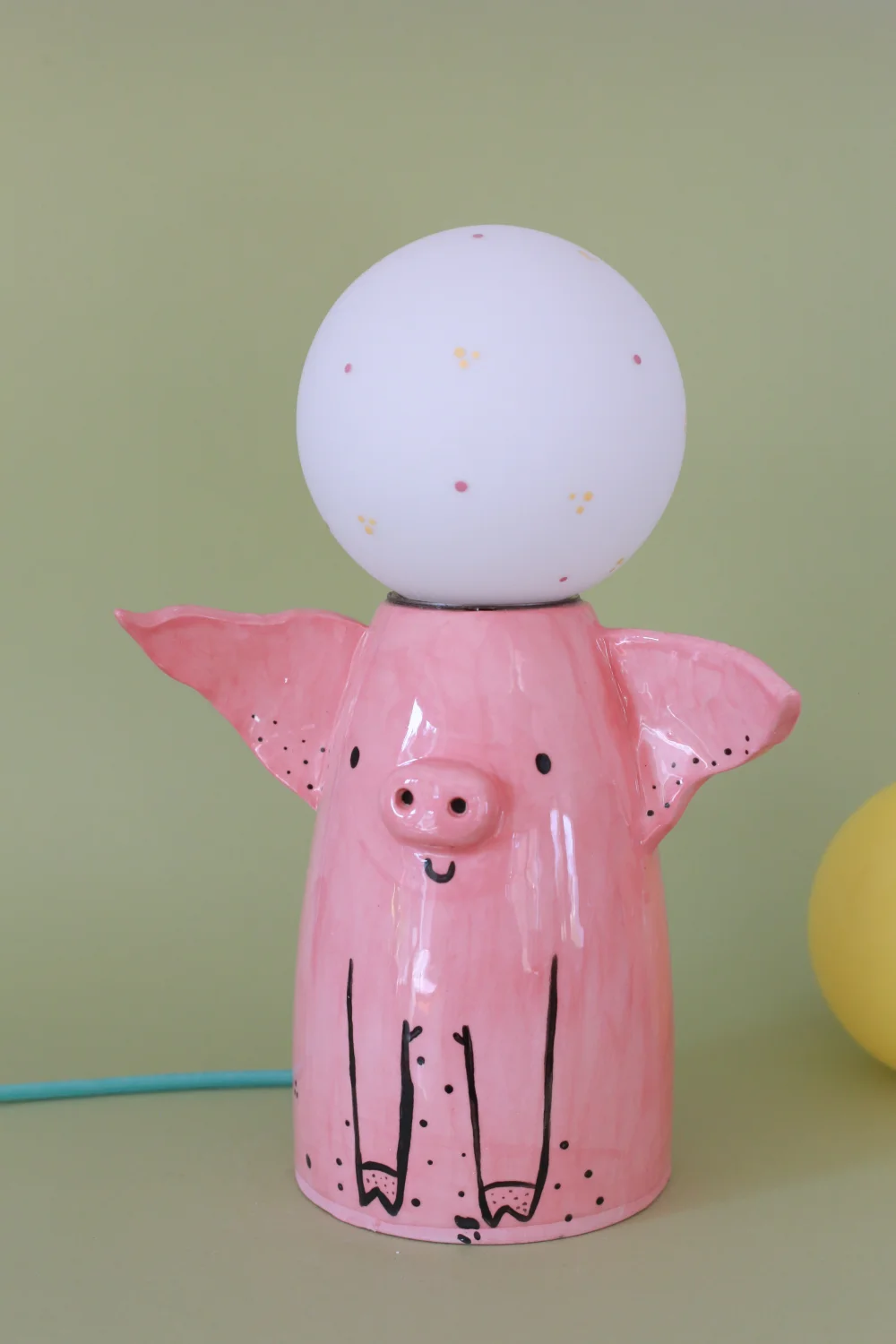 lampa świnia turkusowy kabel