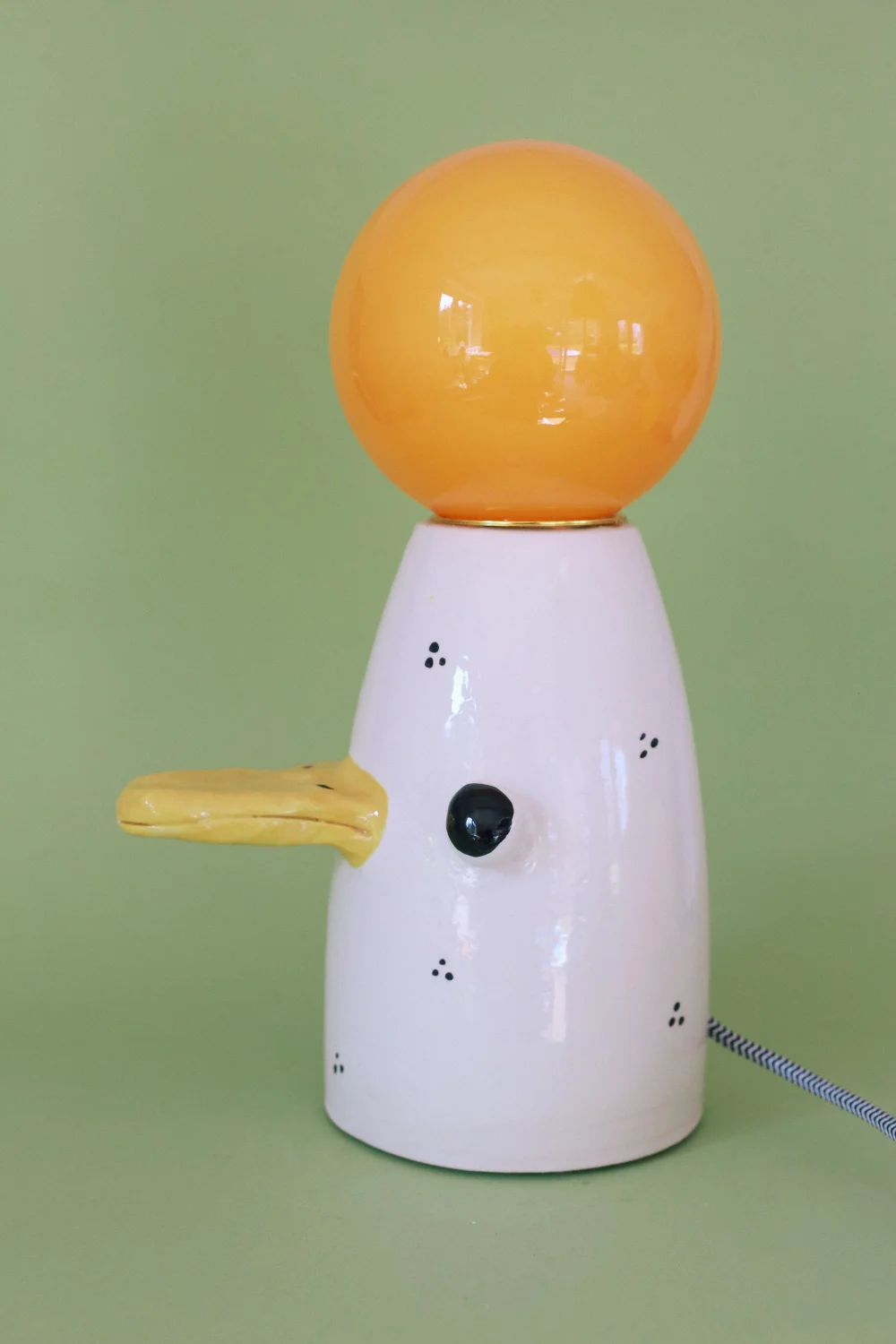 lampa gęś z czarno białym kablem