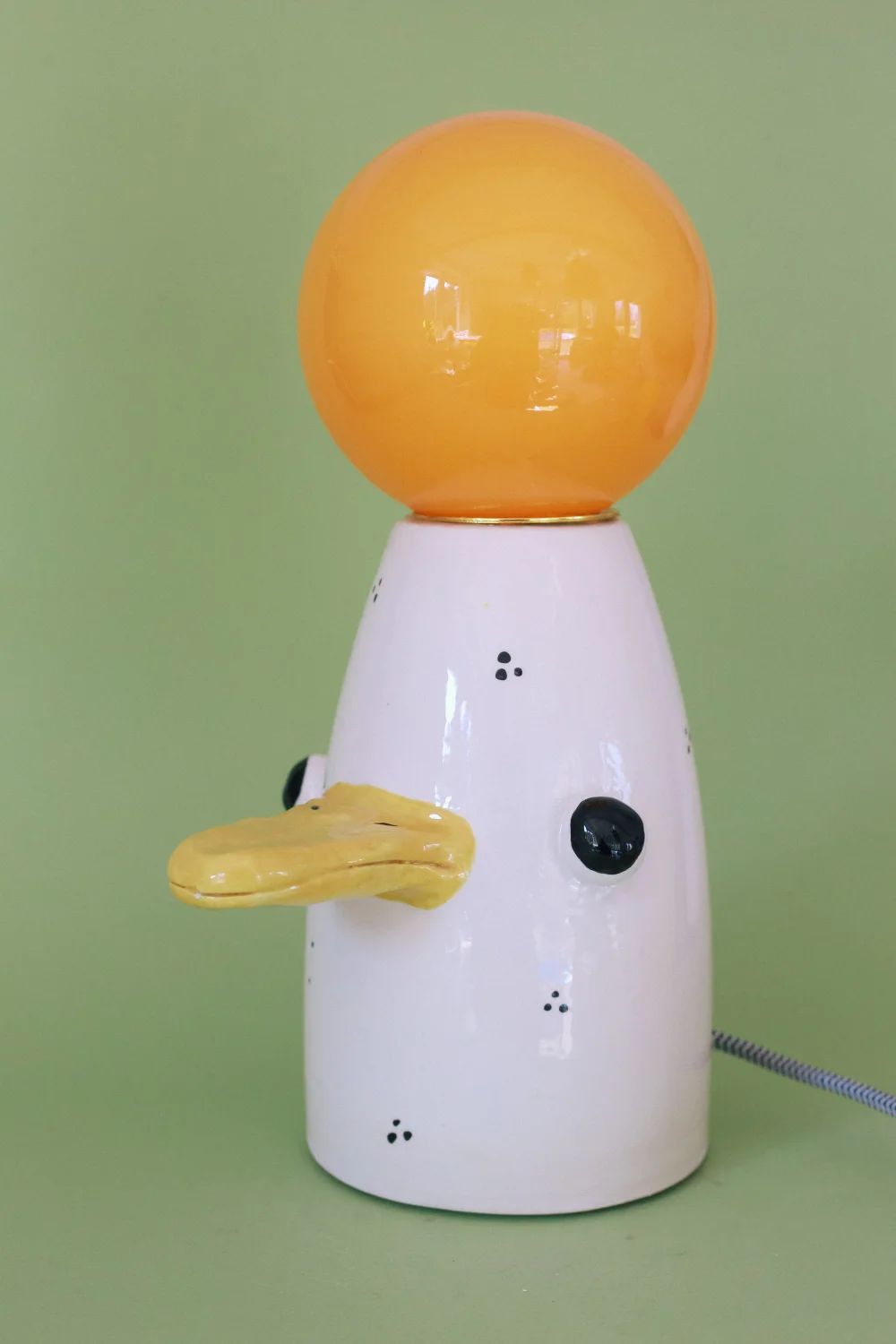 lampa gęś z czarno białym kablem