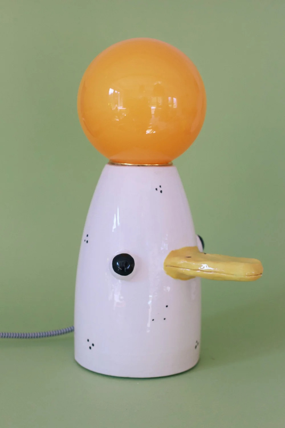 lampa gęś z czarno białym kablem