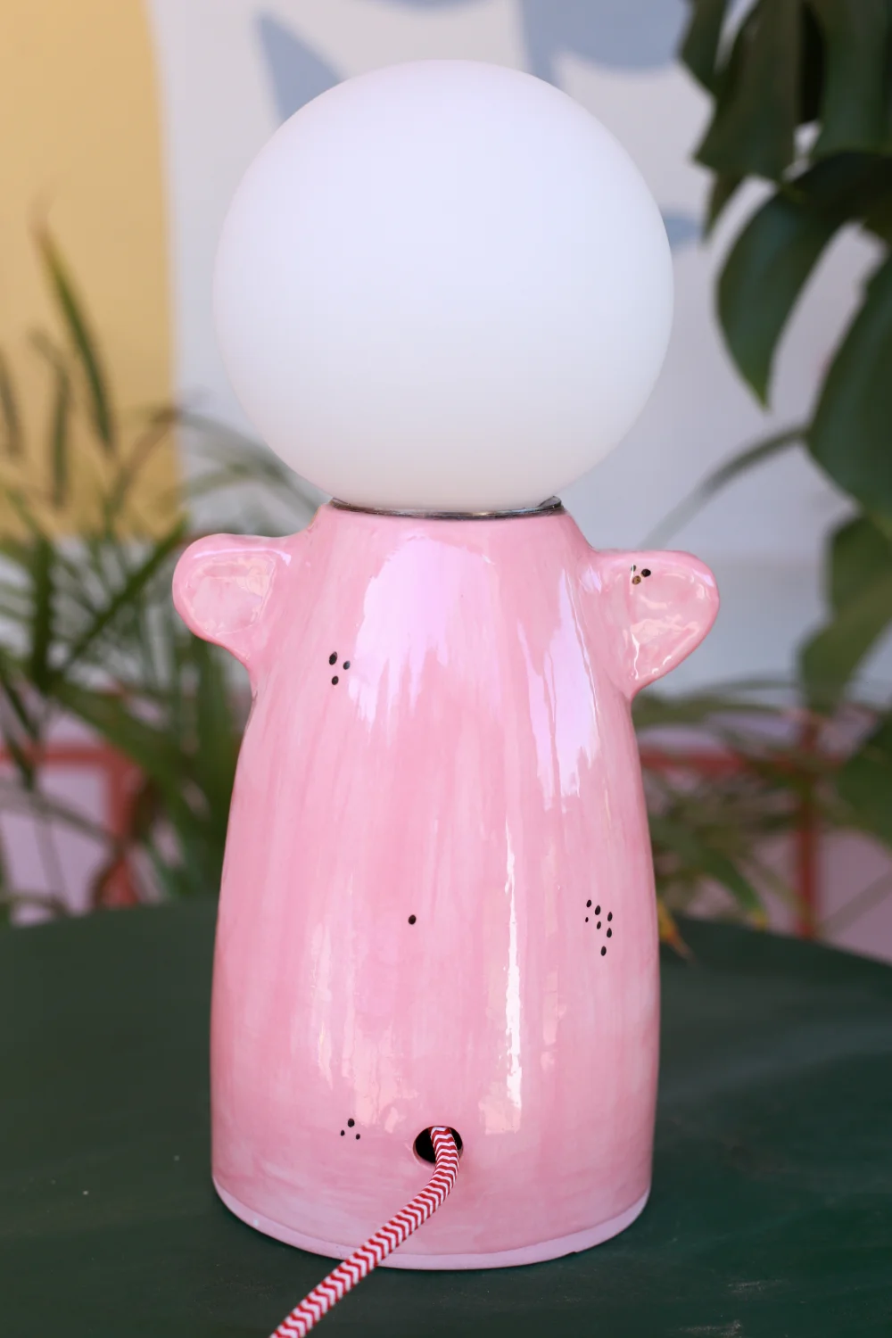 lampa żaba różowa biało czerwony kabel przeceniona