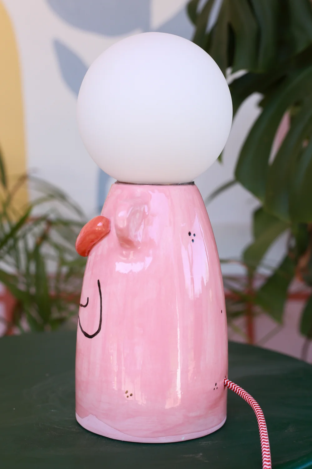 lampa żaba różowa biało czerwony kabel przeceniona