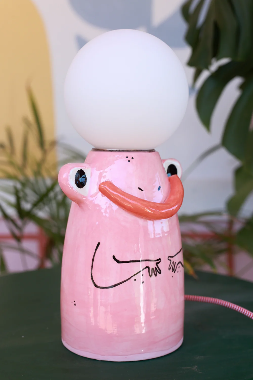 lampa żaba różowa biało czerwony kabel przeceniona