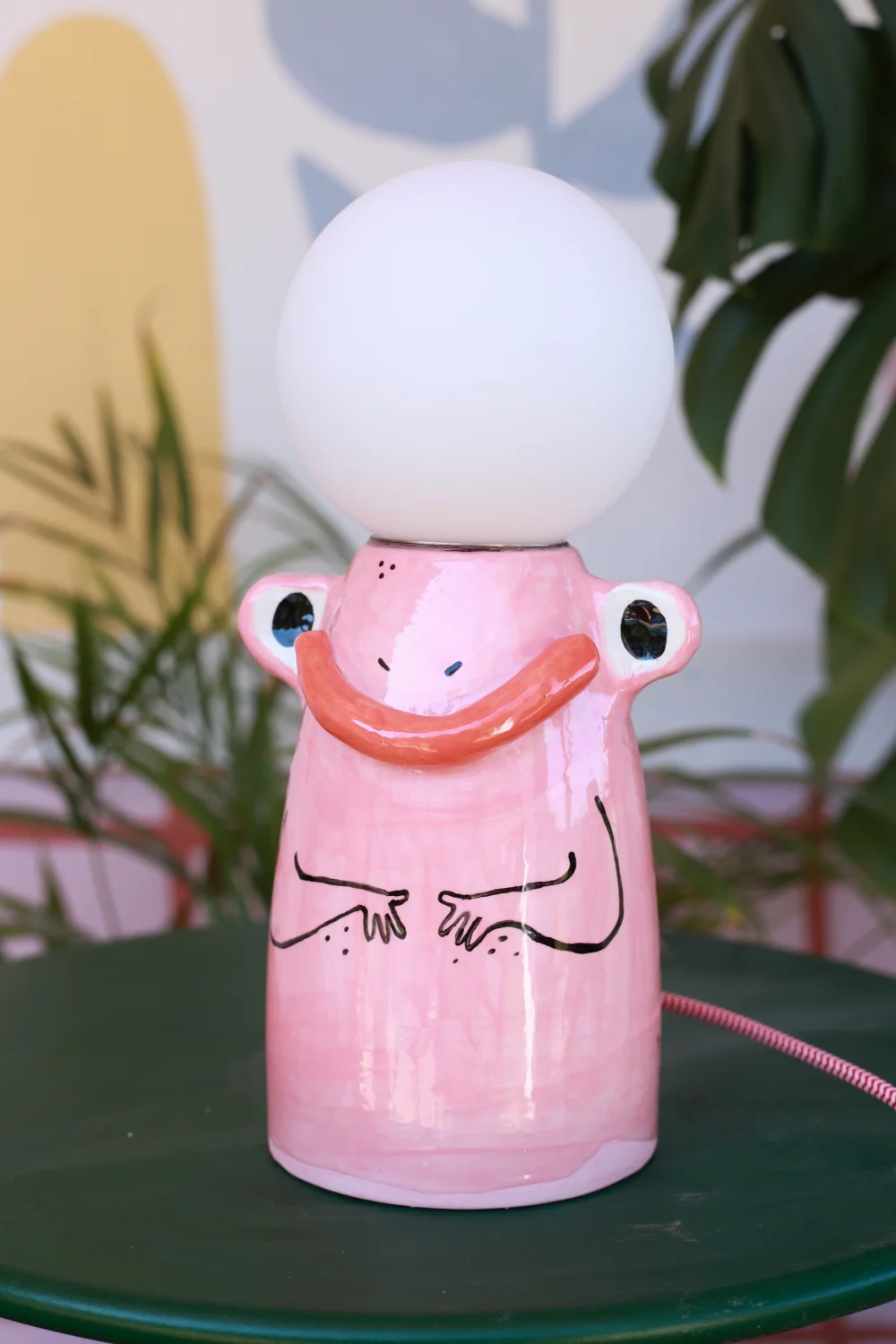 lampa żaba różowa biało czerwony kabel przeceniona