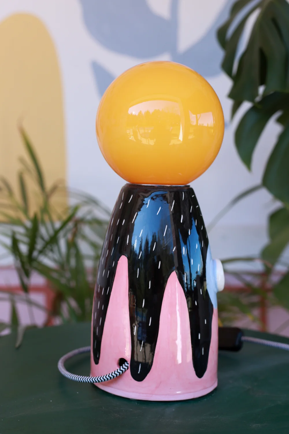 lampa ptak błękitno różowy