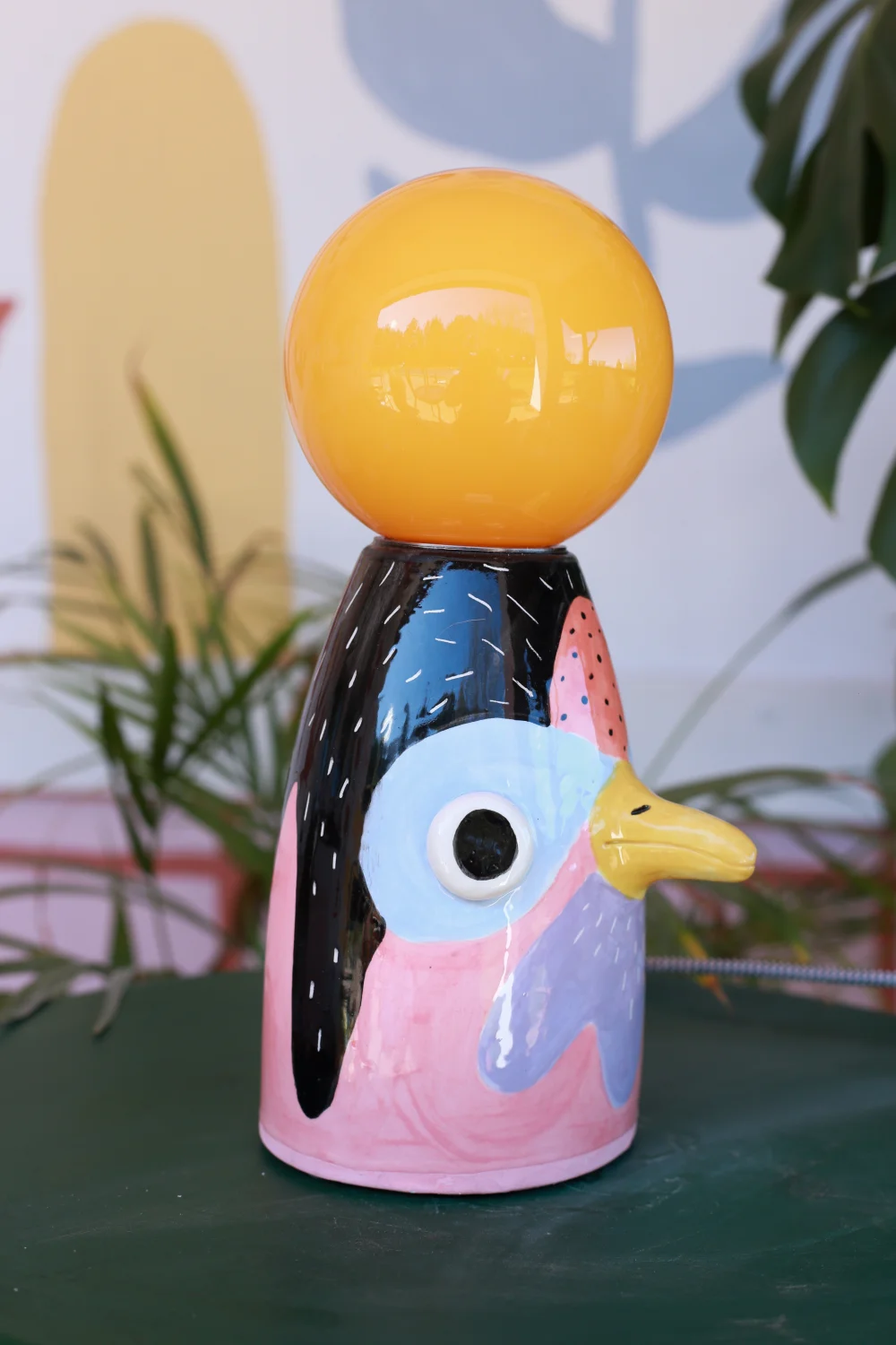 lampa ptak błękitno różowy