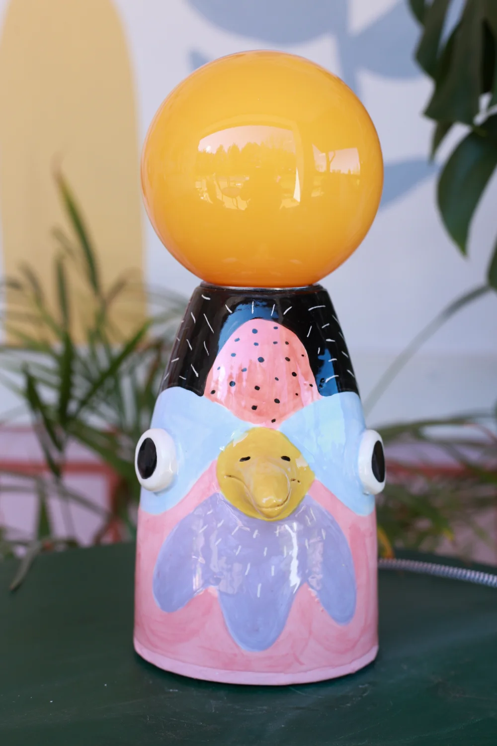 lampa ptak błękitno różowy