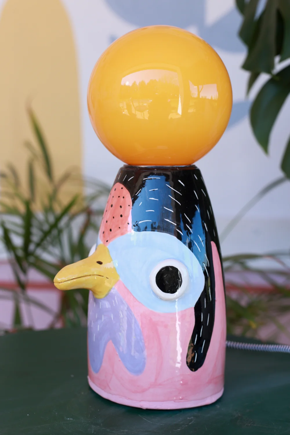 lampa ptak błękitno różowy